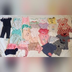 0-3 Month Summer Girl Bundle 36 Pieces Assorted Brands